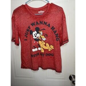 Disney Size S(4/6) Mickey And Pluto Just Wanna Hang With My Dog Graphic Tee